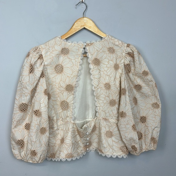 Express Embroidered Eyelet Open Back Top Sz XL - Picture 10 of 15